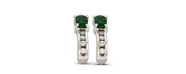 Genuine Emerald Diamond Earrings 5/8 Carat Total Weight