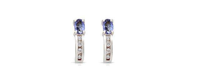 Genuine Tanzanite and Diamond Earrings 5/8 Carat Total Weight