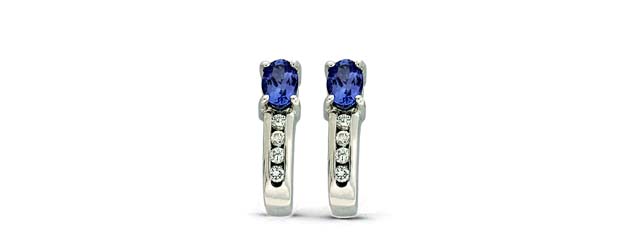 Oval Cut Tanzanite and Diamond Earrings 1.19 Carat Total Weight