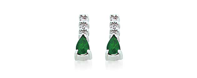 Genuine Emerald Pear Shape Diamond Earrings 5/8 Carat Total Weight