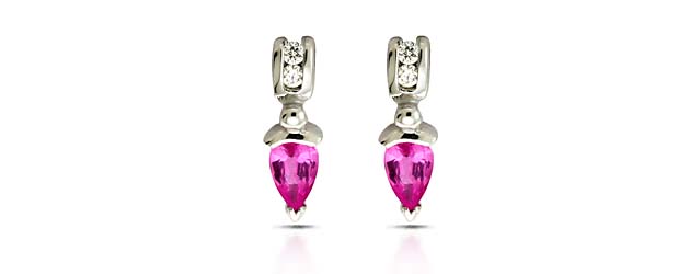 Pink Sapphire Diamond Earrings 1.1 Carat Total Weight