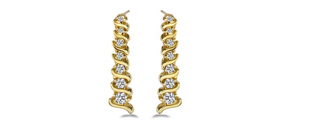 Diamond S Shape Drop Earrings 3/8 Carat Total Weight