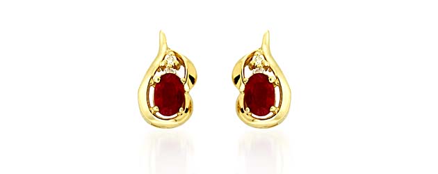 Oval Shape Ruby and Diamond Earrings 1.25 Carat Total Weight