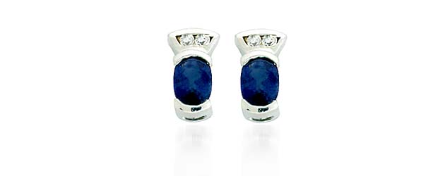 Blue Sapphire and Diamond Earrings 1.39 Carat Total Weight