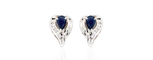 Sapphire and Diamond Earrings 1.11 Carat Total Weight