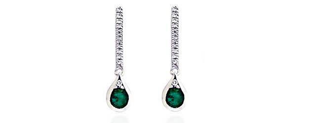 Emerald & Diamond Drop Earrings 1.25 Carat Total Weight