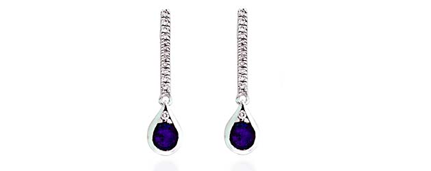 Sapphire & Diamond Drop Earrings 1.64 Carat Total Weight