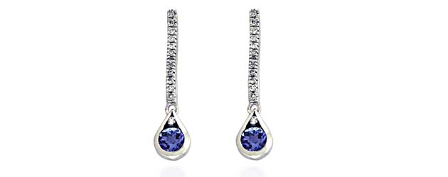 Tanzanite & Diamond Drop Earrings 1.36 Carat Total Weight