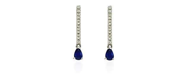 Pear Shape Sapphire & Diamond Drop Earrings 1.17 Carat Total Weight