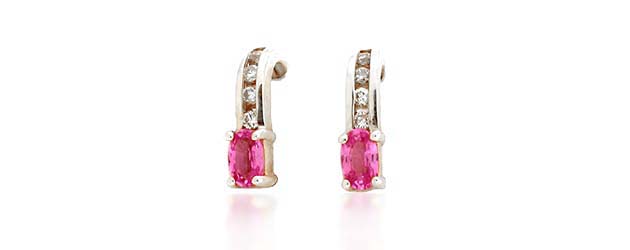 Pink Sapphire and Diamond Earrings 0.79 Carat Total Weight