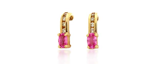 Pink Sapphire and Diamond Earrings 0.79 Carat Total Weight