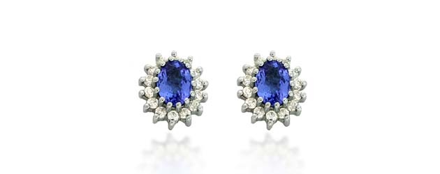 Tanzanite Diamond Accented Flower Earrings 2.36 Carat Total Weight