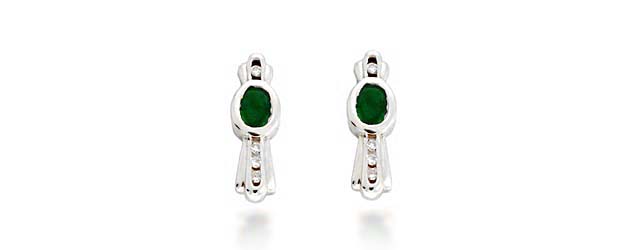 Emerald and Diamond Earrings 1.75 Carat Total Weight