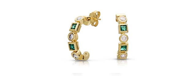 Designer Emerald and Diamond Earrings 0.96 Carat Total Weight