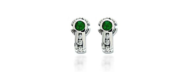 Emerald & Diamond Wrap Earrings 1.5 Carat Total Weight