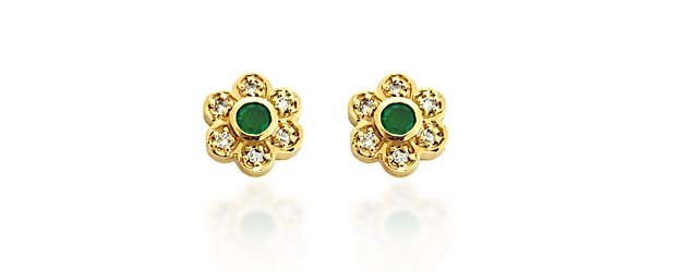 Center Emerald and Diamond Earrings 1.75 Carat Total Weight