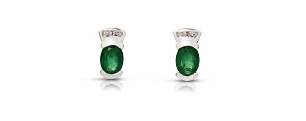 Emerald and Diamond Earrings 1.6 Carat Total Weight