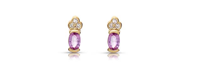 Pink Sapphire and Diamond Cluster Earrings 3/4 Carat Total Weight