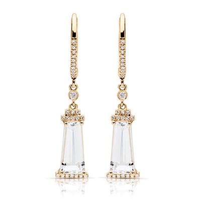 Diamond & White Topaz Drop Earrings 1/10 Carat Total Weight