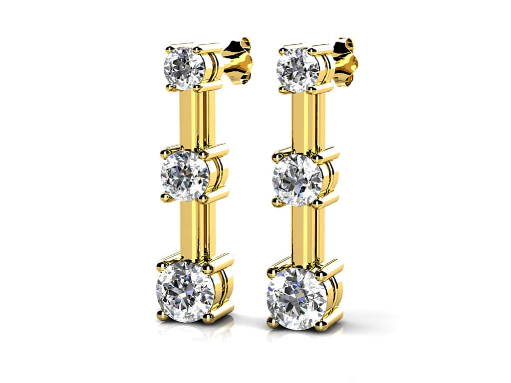 3-Stone Diamond Earrings 1/2 Carat Total Weight