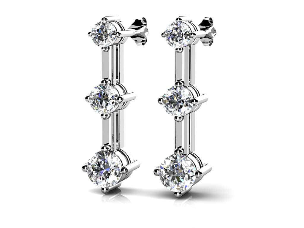 3-Stone Diamond Earrings 1/2 Carat Total Weight