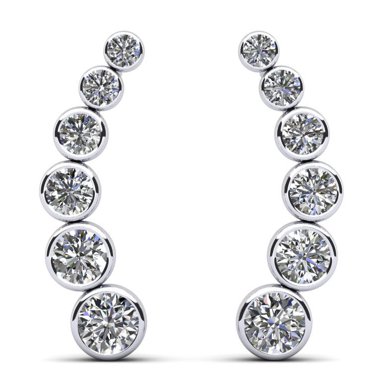 Bezel Set Diamond Journey Earrings 2.0 Carat Total Weight