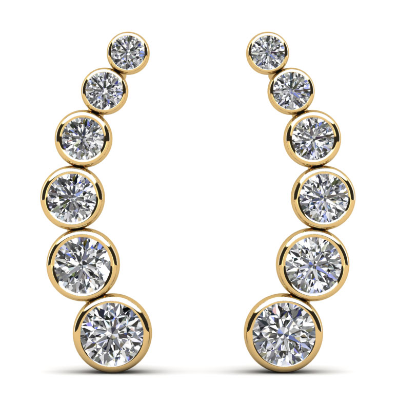 Bezel Set Diamond Journey Earrings 2.0 Carat Total Weight