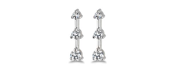 3-Stone Diamond Earrings 1/2 Carat Total Weight