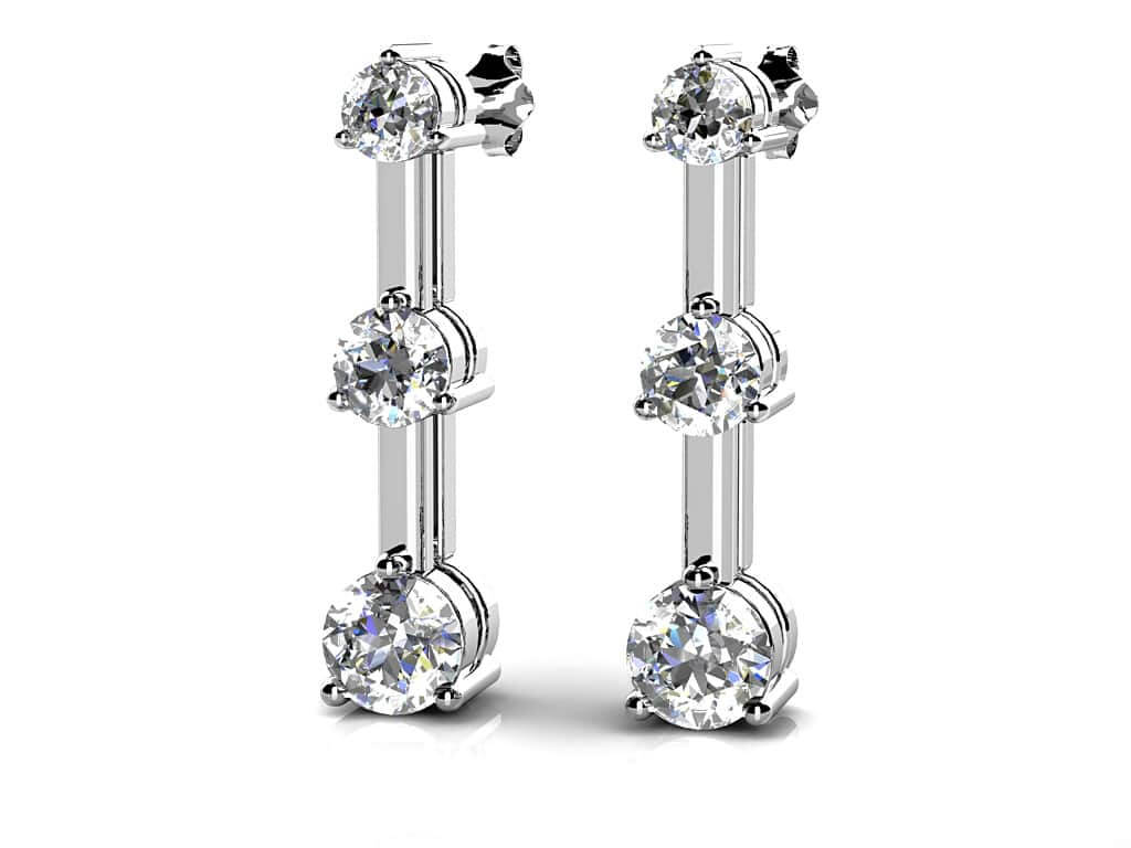 3-Stone Diamond Earrings 1/2 Carat Total Weight