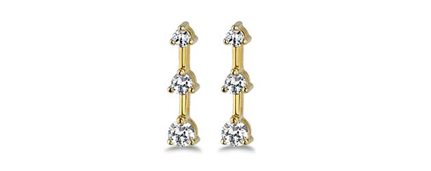 3-Stone Diamond Earrings 1/2 Carat Total Weight