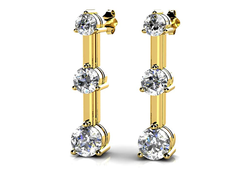 3-Stone Diamond Earrings 1/2 Carat Total Weight