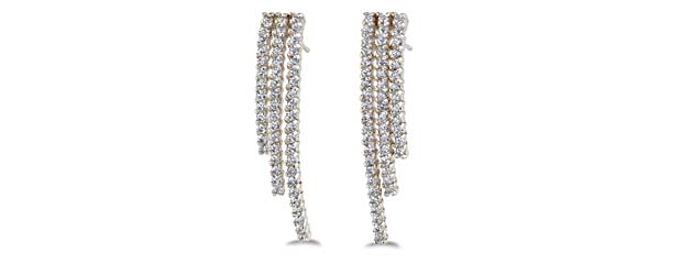 Triple Strand Diamond Earrings 2.0 Carat Total Weight