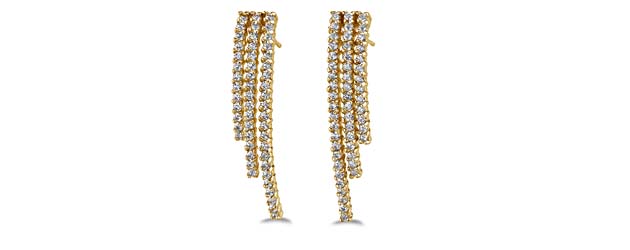 Triple Strand Diamond Earrings 2.0 Carat Total Weight