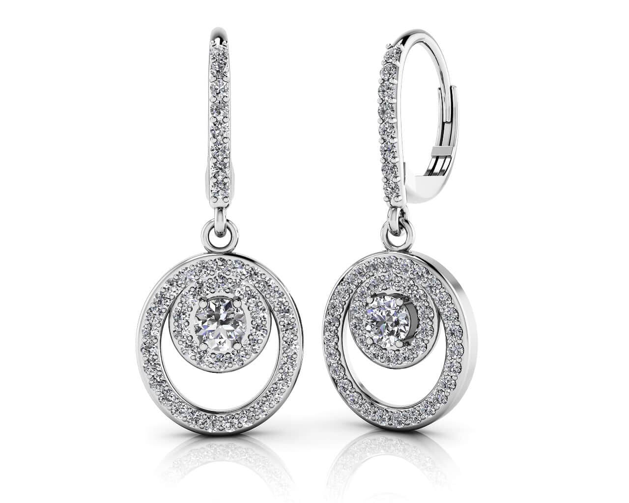 Diamond Circle Pendant Shephard Hook Earrings .90 Carat Total Weight