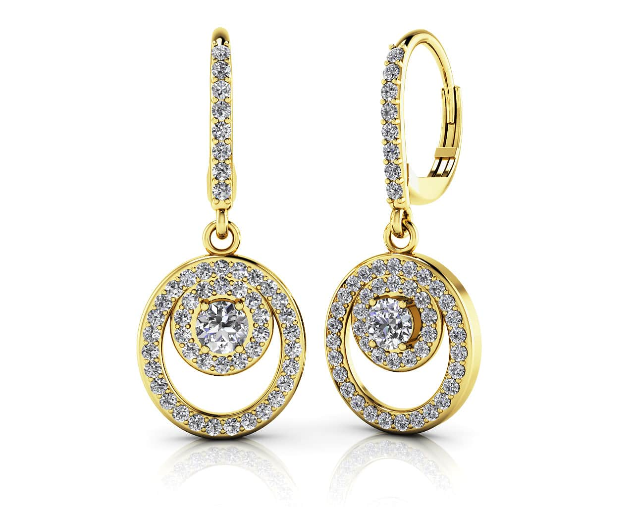 Diamond Circle Pendant Shephard Hook Earrings .90 Carat Total Weight