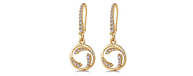 Diamond Wave Hoop Earrings 3/4 Carat Total Weight