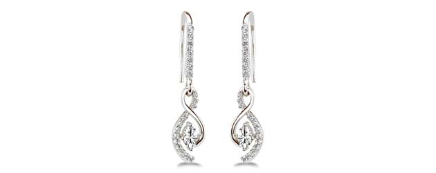 S Drop Designer Earrings 0.03 Carat Total Weight