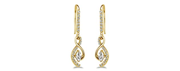 S Drop Designer Earrings 0.03 Carat Total Weight