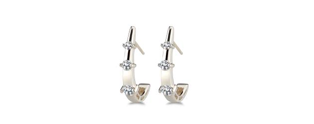 3-Stone Diamond Earrings 1/4 Carat Total Weight