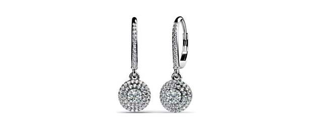 Designer Diamond Cluster Lever Back Earrings 5/8 Carat Total Weight