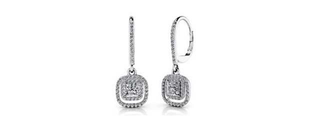 Hanging Princess Cut Designer Leverback Earrings 1.06 Carat Total Weight