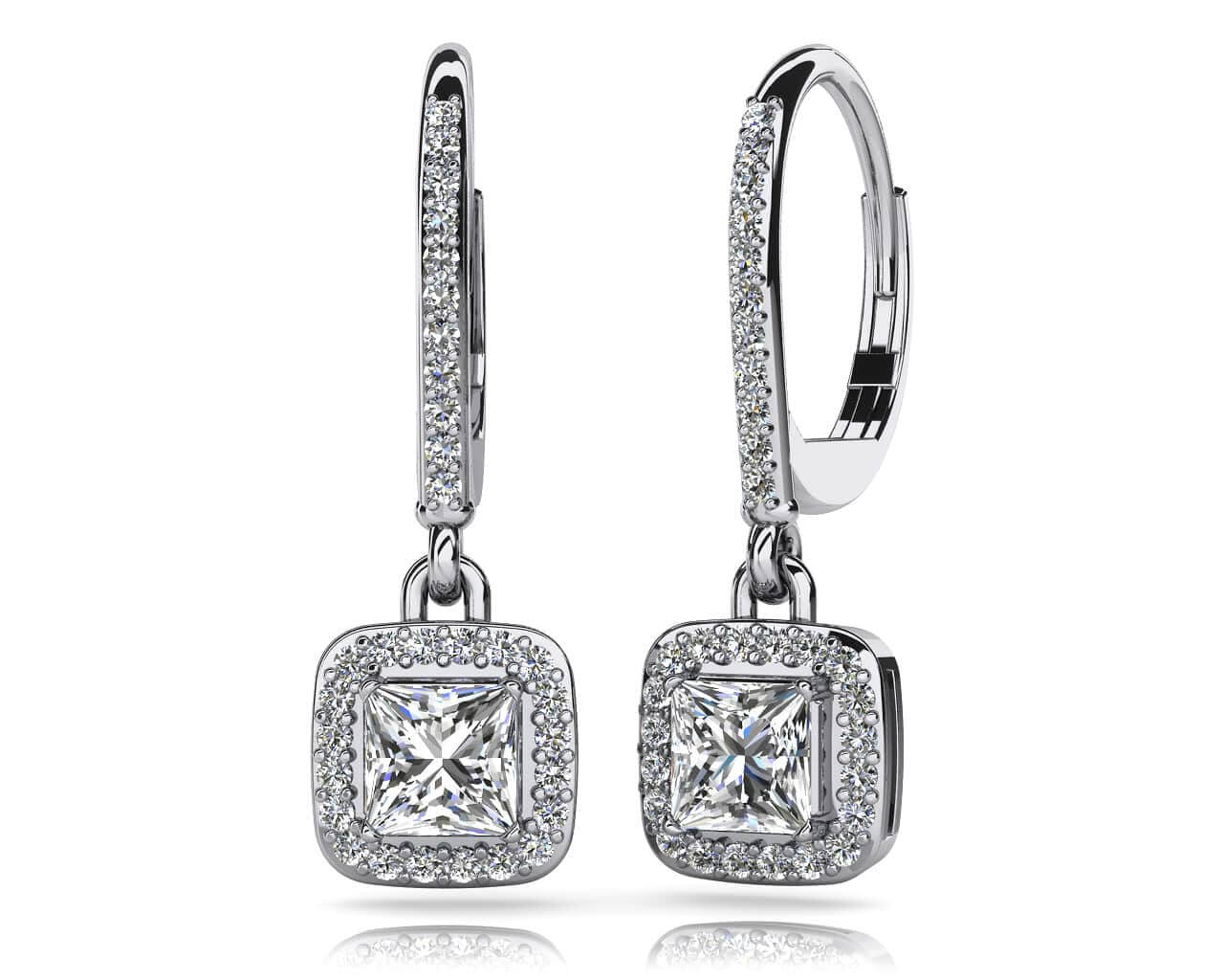 Princess Cut Diamond Allure Earrings 1.09 Carat Total Weight