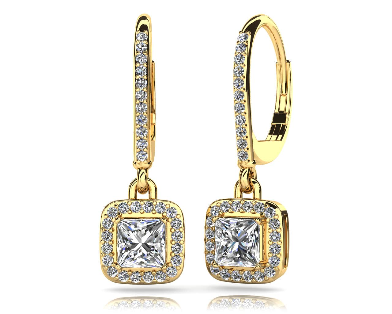 Princess Cut Diamond Allure Earrings 1.09 Carat Total Weight