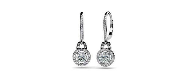 Designer Diamond Hanging Hinged Lever Back Earrings .90 Carat Total Weight