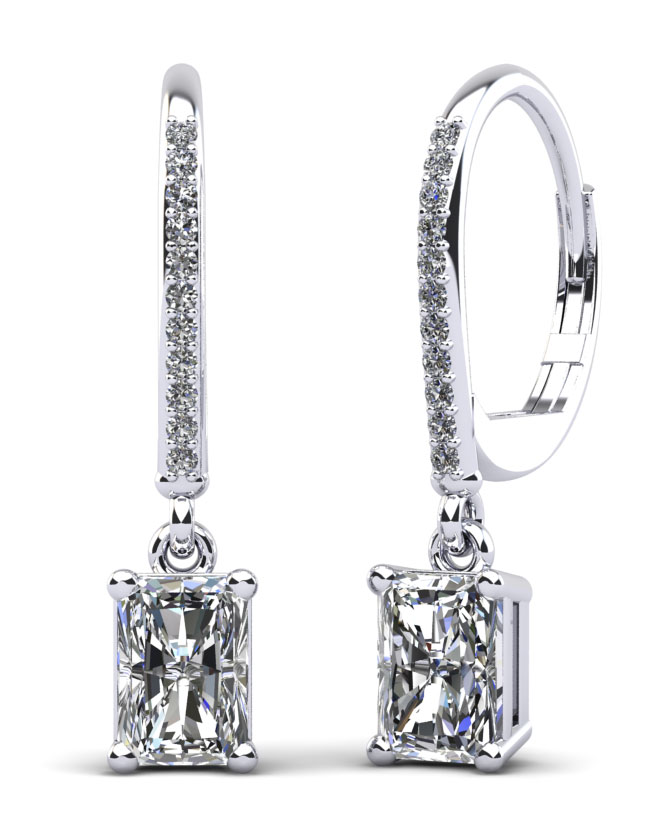 Modern Chic Emerald Cut Drop Earrings 5/8 Carat Total Weight