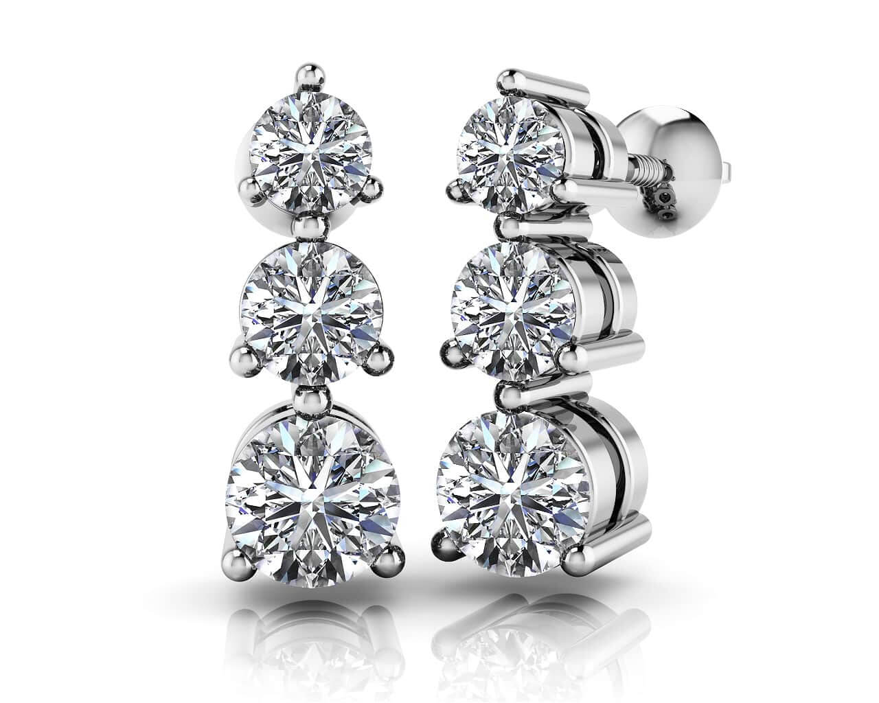 3-Stone Diamond Earrings 1/2 Carat Total Weight