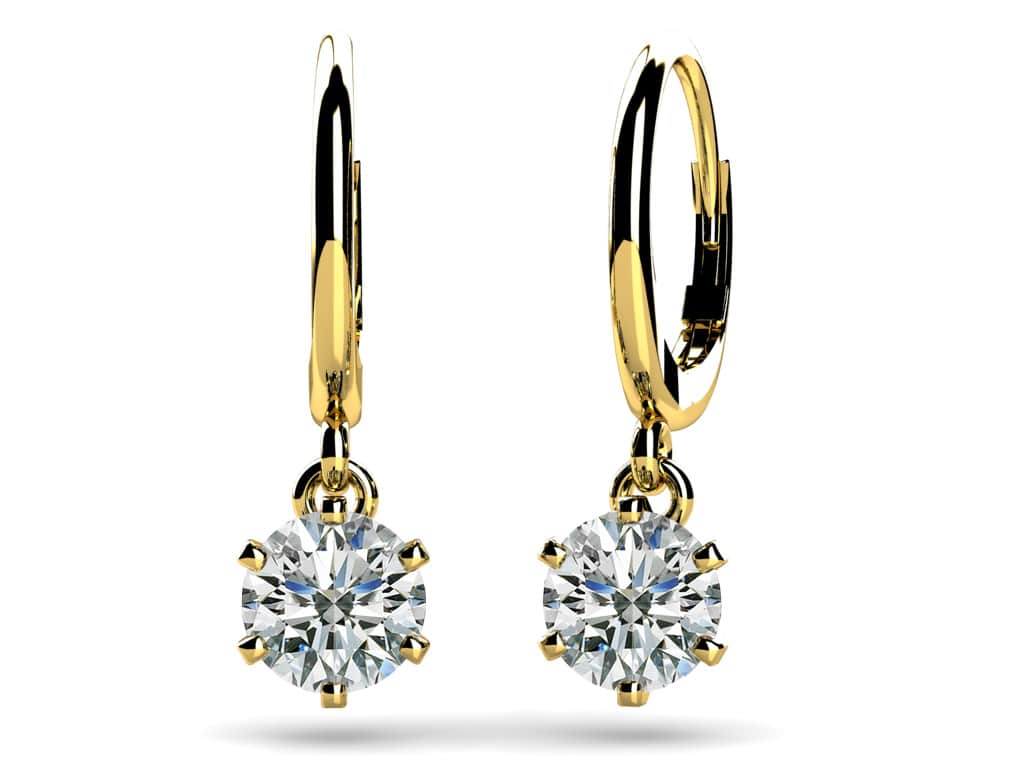 Six Prong Solitaire Diamond Drop Earrings 1/4 Carat Total Weight