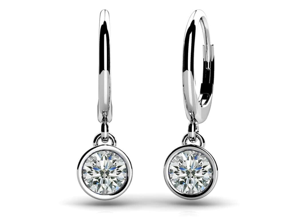 Bezel Set Diamond Drop Earrings 1/4 Carat Total Weight