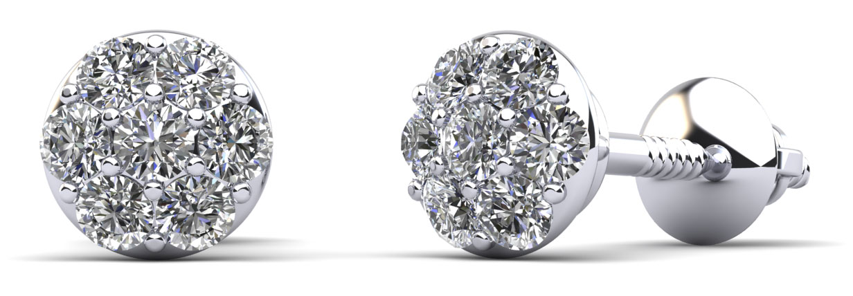 Alluring Diamond Cluster Stud Earrings 1/5 Carat Total Weight