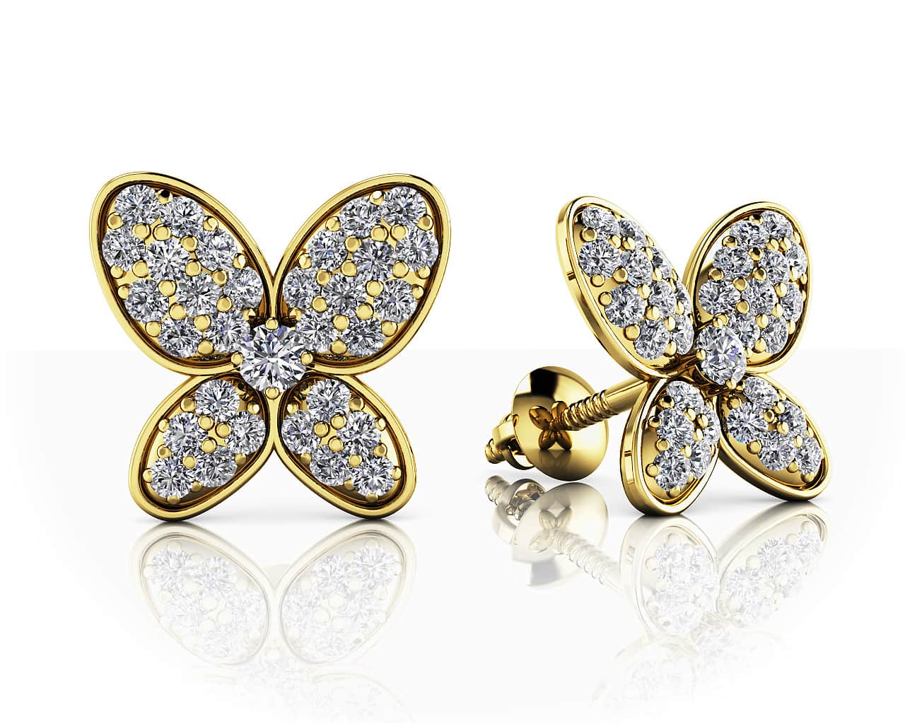Charming Butterfly Diamond Studs Earrings 1/3 Carat Total Weight